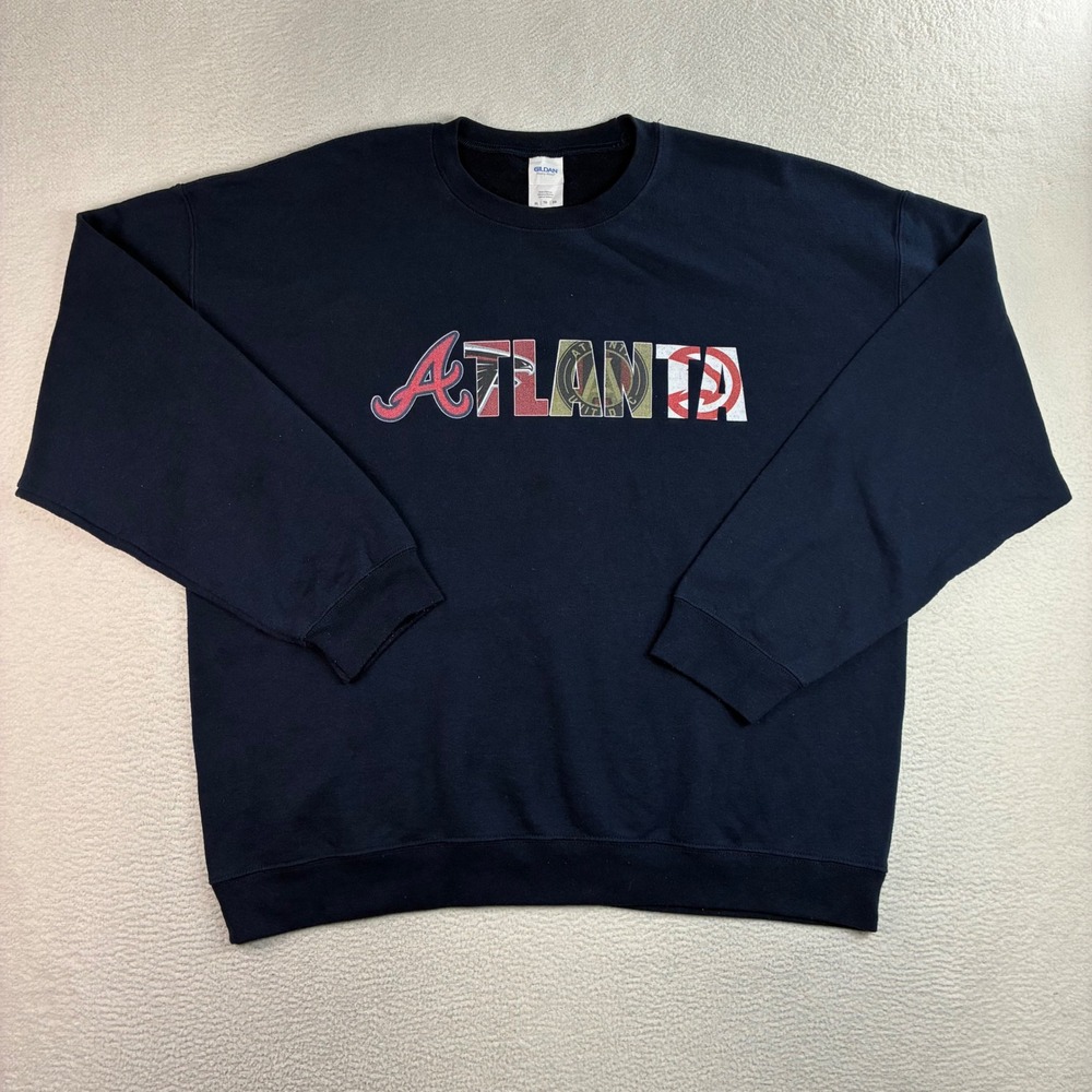 Y2K Atlanta Crewneck Sweatshirt Men XL Blue Braves Hawks Falcon United FC Gildan
